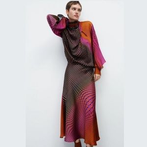 ZARA Midi Satin Skirt NWT